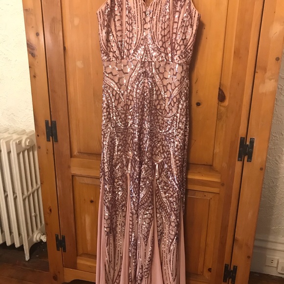 New W/O Tags, Rose Gold Evening Gown by Night Way. - Picture 8 of 14
